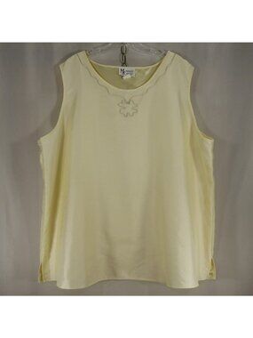 Maggie Sweet Womens 3X Buttercream Ivory Satin Sleeveless Blouse Tank Vintage